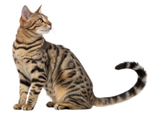 1 brown tabby cat isolated on a white background.