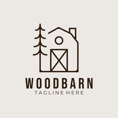Line art barn minimalist logo vector symbol illustration design
