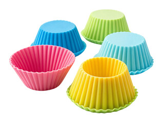 Plastic baking mold set isolated on a white background.