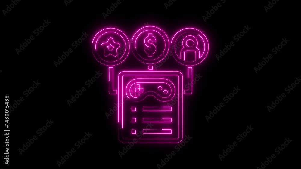 Poster neon gaming concept with player rank,rewards,and progress indicators for modern ui design with neon 