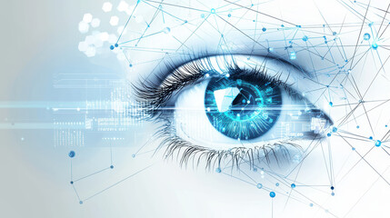 digital eye with futuristic design symbolizes network monitoring and technology. image features interconnected lines and glowing elements, conveying sense of vigilance and innovation