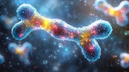 Fototapeta premium highly detailed 3d visualization of a chromosome with bright colors and scientific precision