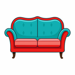 red sofa isolated on white background