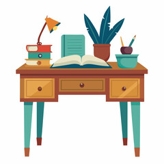 illustration of office desk