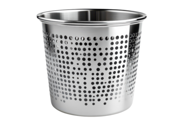 Elegant stainless steel perforated tea infuser perfect for loose leaf tea brewing with a sleek on transparent background