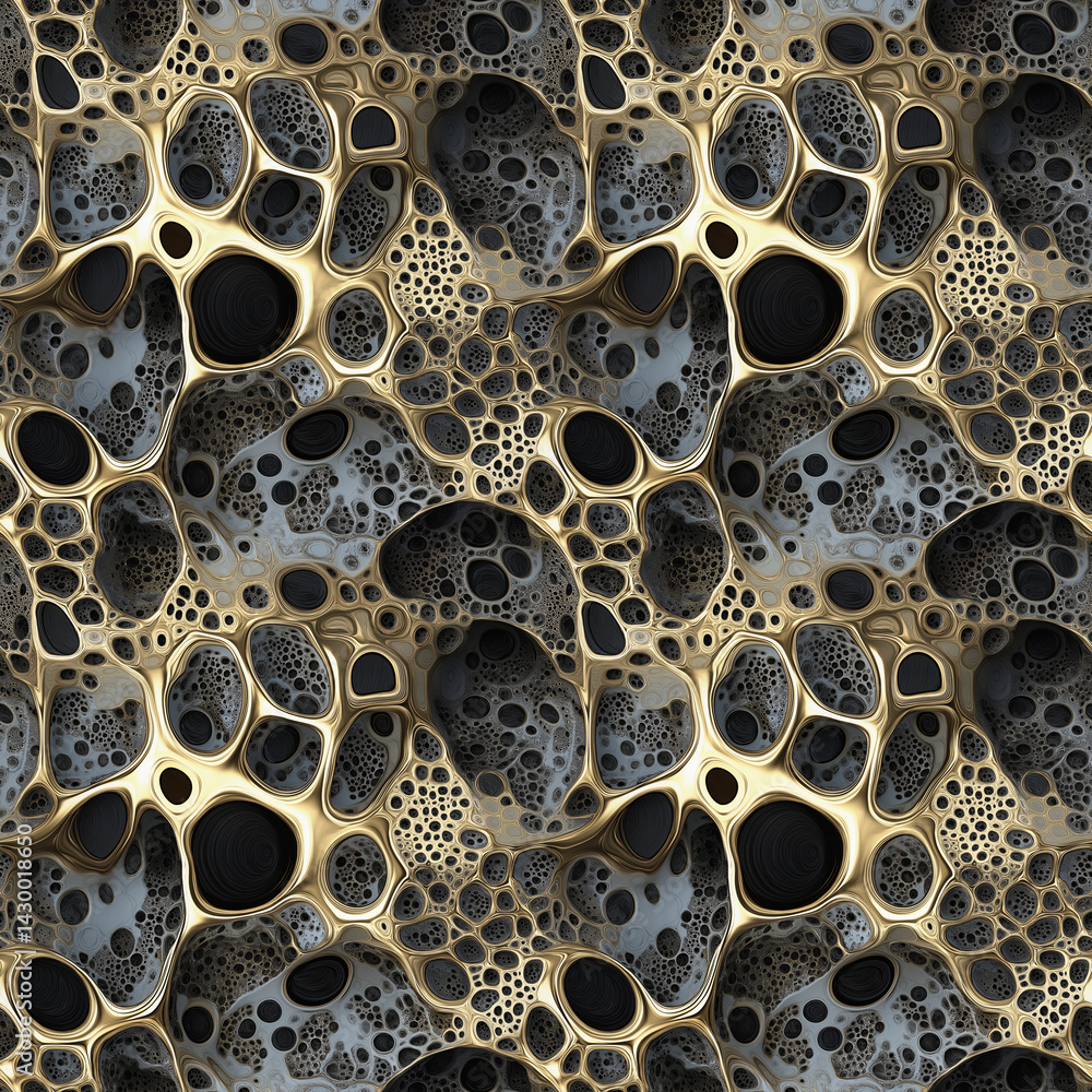 Poster abstract seamless organic pattern with cellular structures in black and beige
