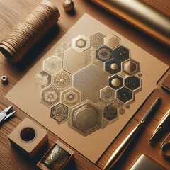 Foil g gold hexagons blank