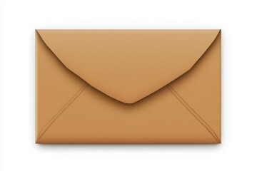 A simple brown paper envelope lies closed on a white surface. Good for business mail, important document or personal correspondence.