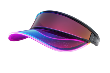 Neon Glow Visor Futuristic Fashion Accessory vibrant pink blue LED lights sleek black frame on on transparent background