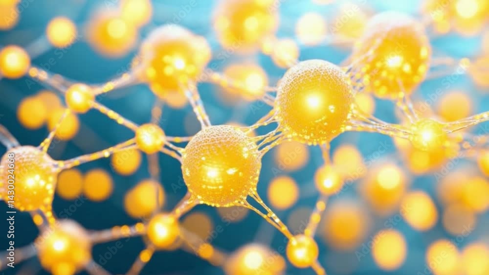 Poster glowing molecular network: an intricate network of radiant molecules, illuminated with a captivating