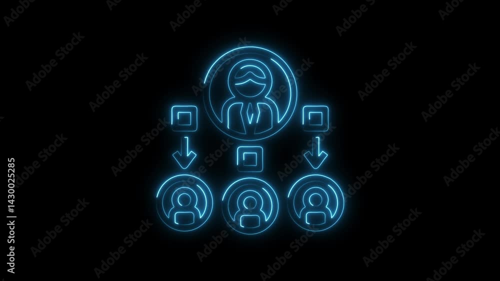 Poster neon organization chart business structure with hierarchy