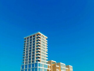 Fototapeta premium modern office building. building, architecture, skyscraper, sky, city, urban, construction, apartment, office, residential, high, buildings, tall, tower, house, exterior, glass, business, window, new,
