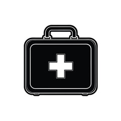 Black silhouette of a first aid kit with a white medical cross vector Art & Illustration
