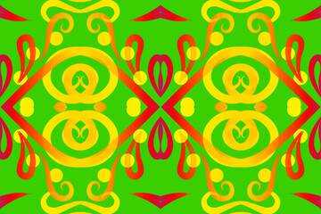 Beautiful classic design colourful background with light glow line art pattern of indonesian culture traditional batik