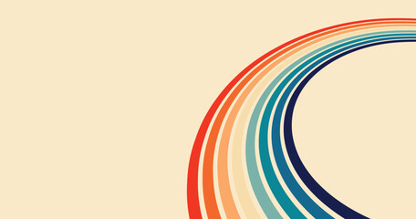 Groovy retro  Vintage grunge colorful stripes background	