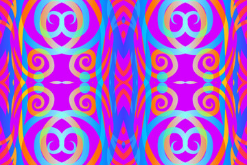 Beautiful classic design colourful background with light glow line art pattern of indonesian culture traditional batik