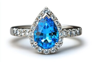 Pear-shaped blue gemstone ring