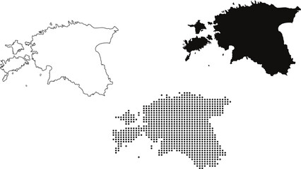 3 style map of Estonia Vector illustration