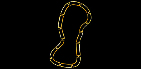 Gold Chain On Black Background, Drawing Style Art Jewelry Vector Illustration.	