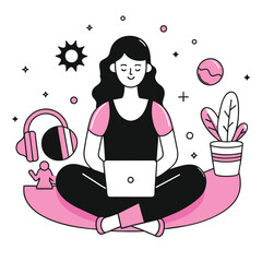chill time business illustration of a woman 