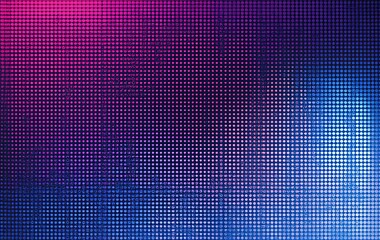 abstract blue background with squares. Warped halftone dots in washed-out pink and blue 