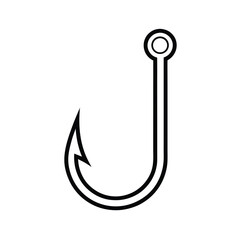 Black silhouette of a fishing hook vector Art & Illustration, fishing ornaments