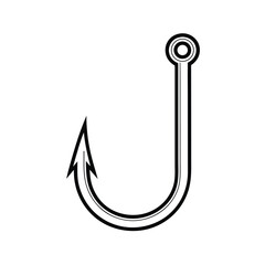 Black silhouette of a fishing hook vector Art & Illustration, fishing ornaments