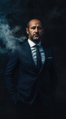 Obraz premium Professional man in suit with smoke backdrop
