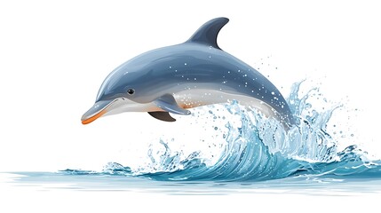 Obraz premium Vibrant Dolphin Leaping Out of Water with Splashes in a Bright and Clear Ocean Scene