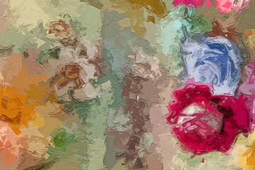 Naklejka premium Various oil paintings, flowers, marine creatures, chrysanthemums, and beautiful ones