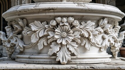 Naklejka premium detail of a flower stone fountain