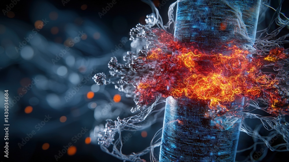 Poster Dynamic energy burst digital realm abstract art sci-fi environment close-up view concept of innovation