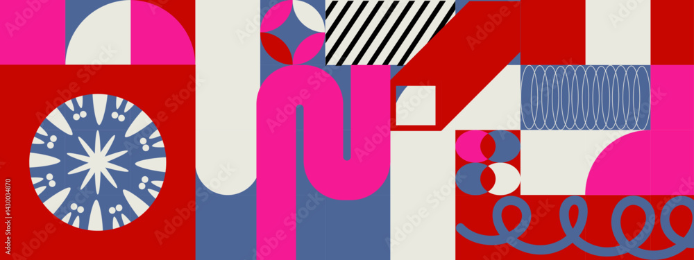 Poster dynamic abstract design featuring colorful geometric shapes