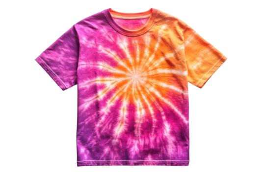 Vibrant pink and orange tie dye t shirt a stylish summer statement piece showcasing a stunning on transparent background