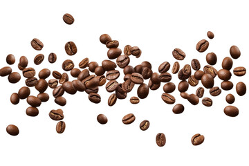 Naklejka premium Freshly Roasted Coffee Beans on a Dark Background, Ideal for Coffee Lovers and Enthusiasts on transparent background