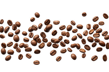 Obraz premium Freshly Roasted Coffee Beans Spread Across a Surface, Showcasing Their Rich Color and Texture in a Natural Setting on transparent background