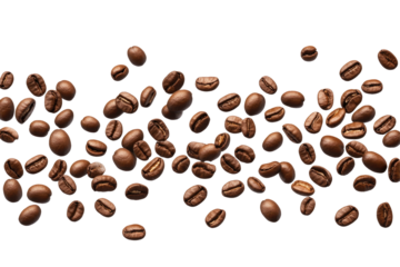 Freshly Roasted Coffee Beans Spread Across a Surface, Showcasing Their Rich Color and Texture in a Natural Setting on transparent background