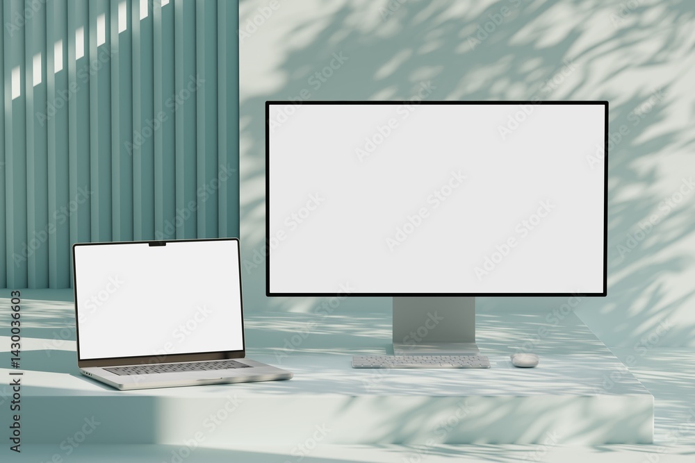 Canvas Prints responsive web design and website mockup, devices mock up, smartphone desktop tablet laptop template
