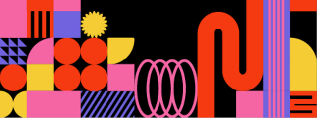 colorful bright composition featuring abstract geometric shapes and patterns vector illustration