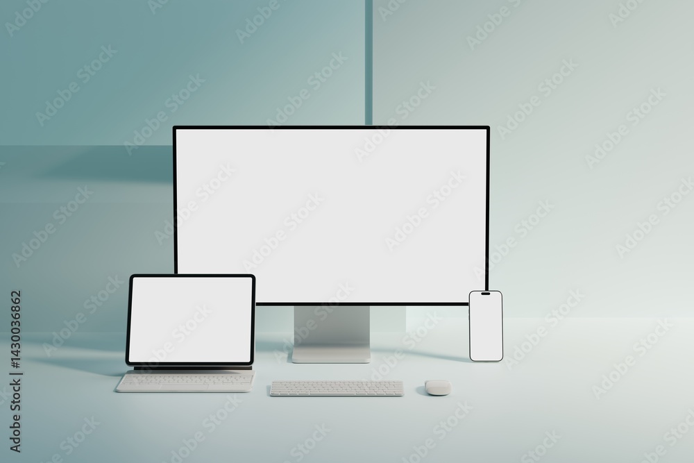 Canvas Prints responsive web design and website mockup, devices mock up, smartphone desktop tablet laptop template