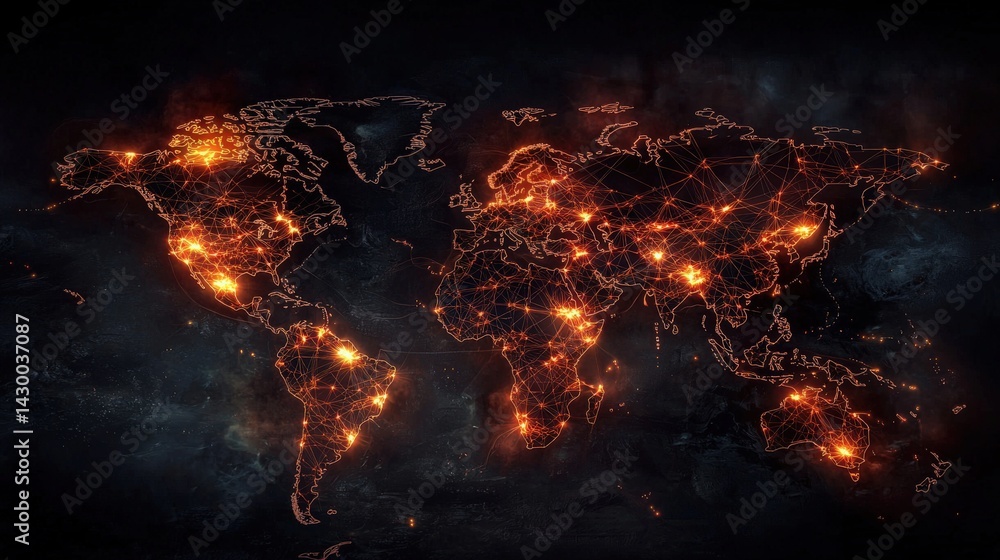 Fototapete world map infographic visualizing global data trends and digital connectivity in a high-tech environ