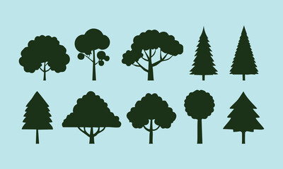 Set of tree silhouette vectors