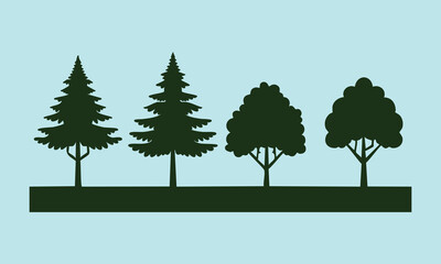 Set of forest tree silhouette vectors