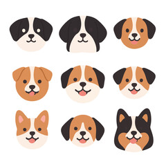 set of dogs face flat 