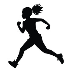 girl running vector design logo