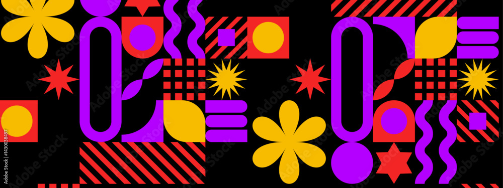 Poster dynamic abstract design of colorful geometric shapes