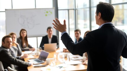 Business Consultant Leading Engaging Meeting with Professionals in Office