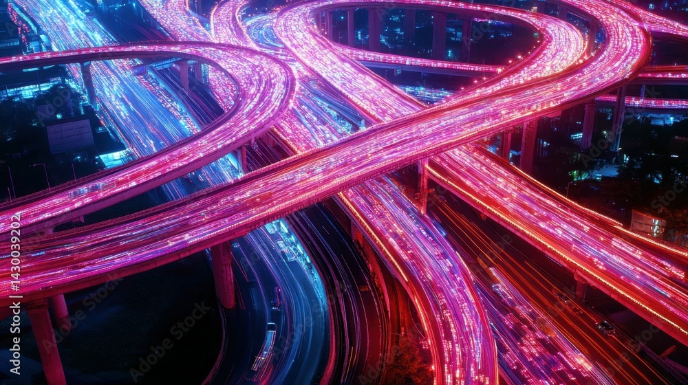 Aufkleber the flow of digital information is in the form of a highway. to future abstract technology concept