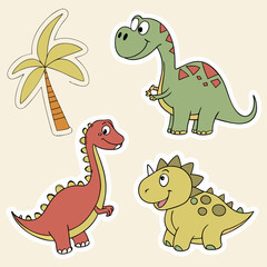 Adorable Cartoon Dinosaurs Cute Prehistoric Critters Clipart Set