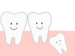 歯の成長・生え変わり：埋没歯・埋伏歯のあるイラスト・主線あり